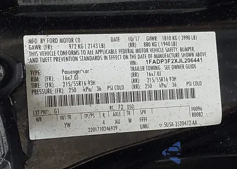 2018 Ford Focus Se z USA, uszkodzony, nr VIN 1FADP3F2XJL206441